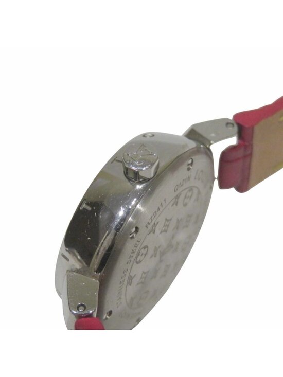 Louis Vuitton Tambour Trunks&Bags Watch SS Leather Quartz Red Dial